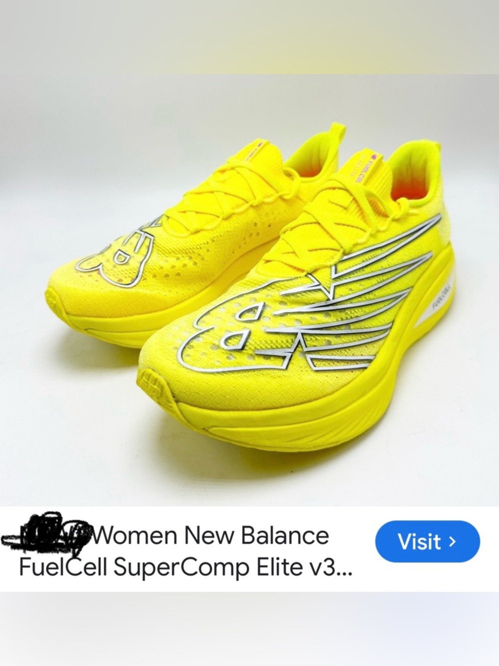 Women - EUC - New Balance FuelCell SuperComp V3 Running Shoe - Neon Yellow